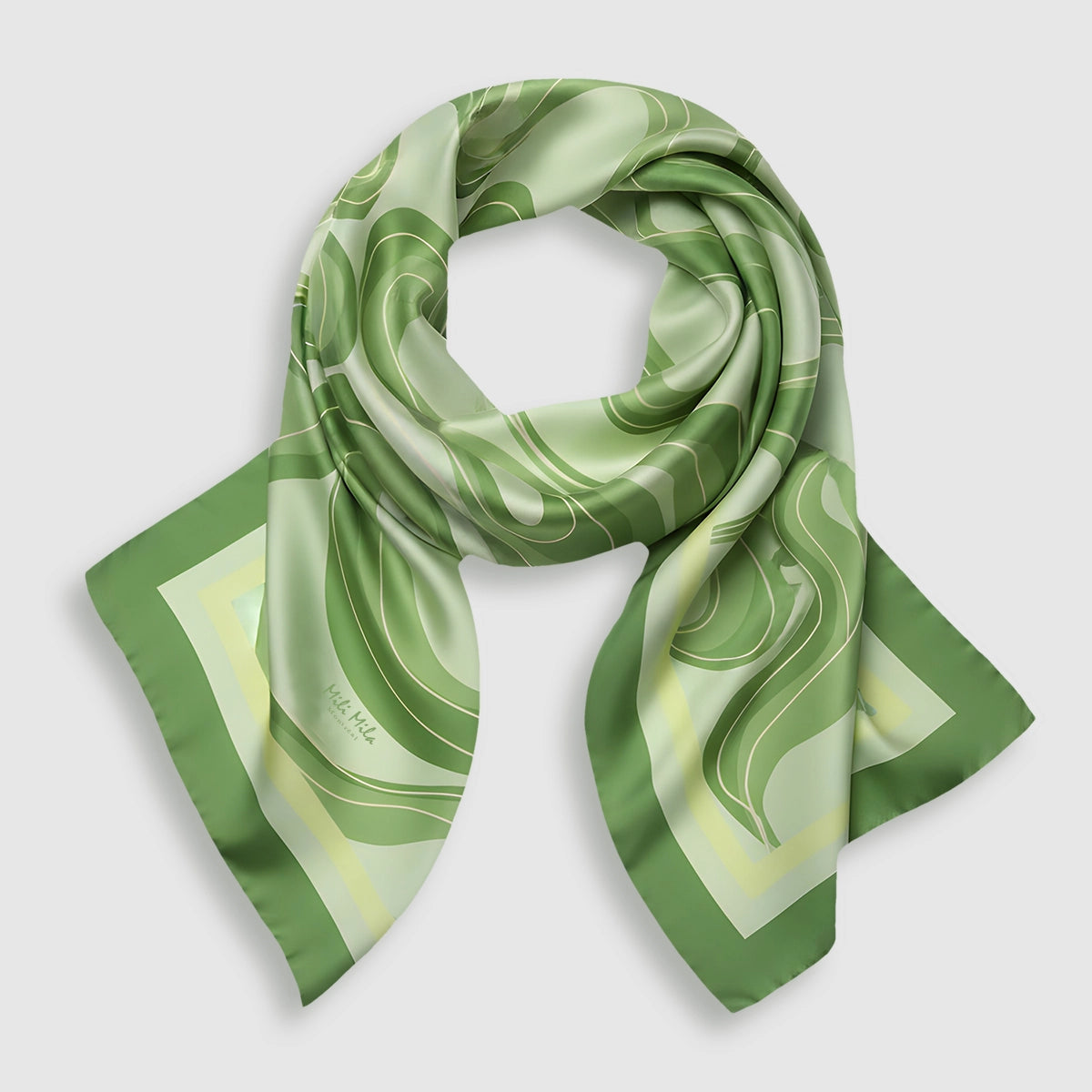 70' Twist in Green, Scarf vegan silk, handmade in Colombia 70' Twist in Green, Scarf vegan silk, handmade in Colombia